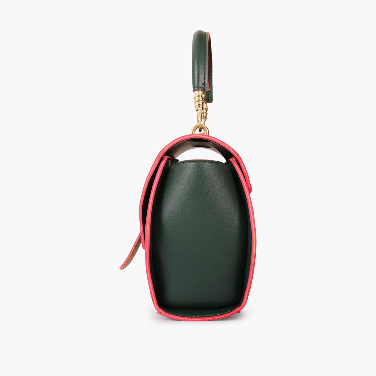 Green contrast-trim handbag back view