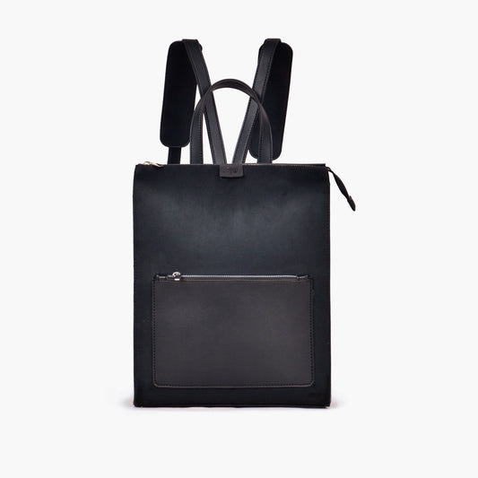 Black suede adventure backpack