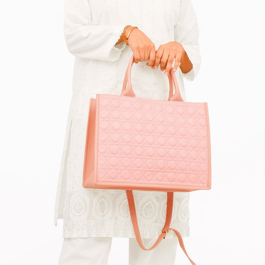 Peach box tote bag