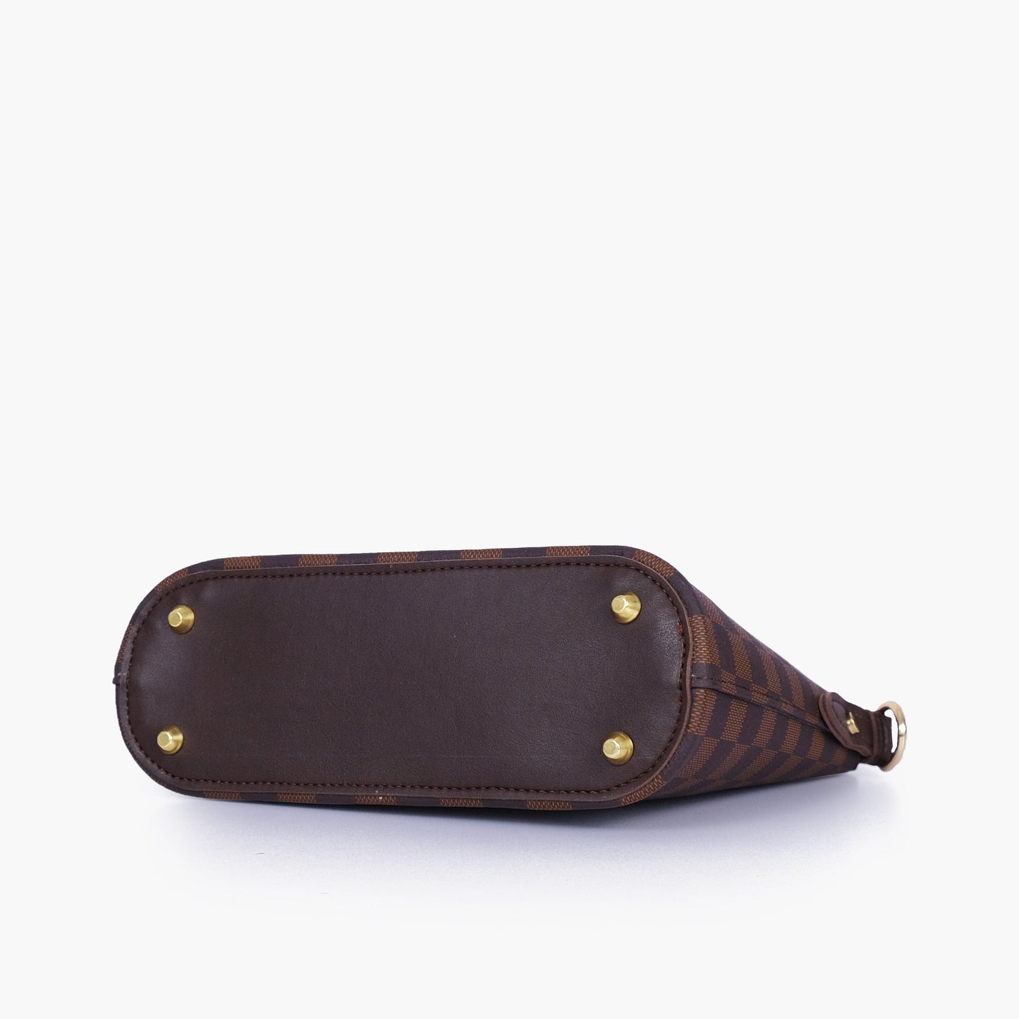 Dark brown checkered dome cross-body bag