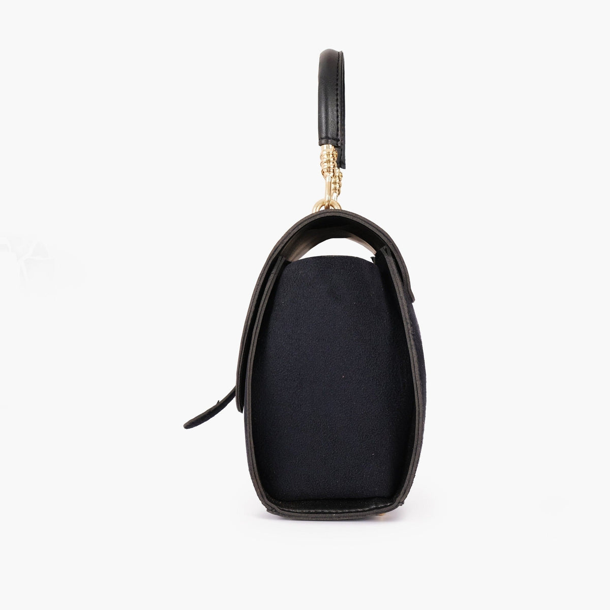 Black suede and leather handbag back view