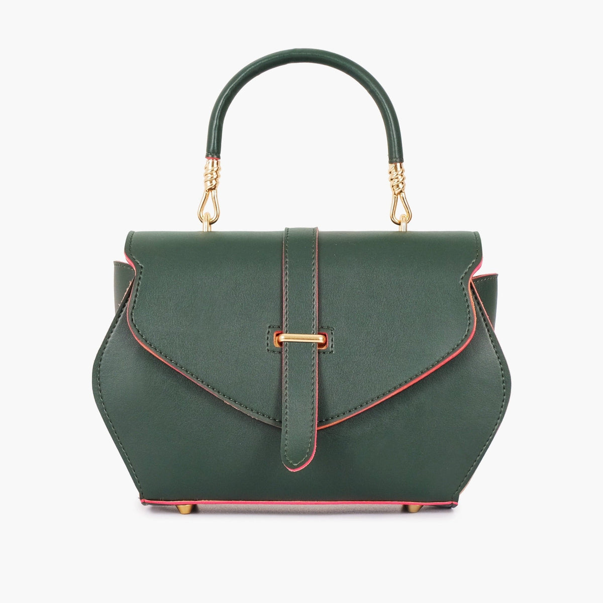Green contrast-trim handbag front view