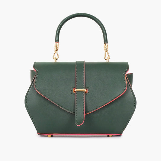 Green contrast-trim handbag front view