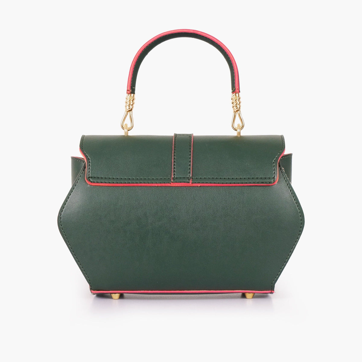 Green contrast-trim handbag side view
